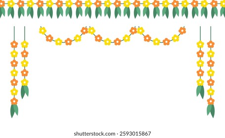 Clipart vector of Indian marigold garland 