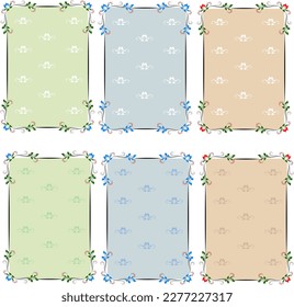 Clipart vintage frames en vector. Colección de cuadros en el estilo antiguo de 6 imágenes en color.