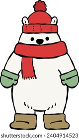 Clipart of a White Bear in Cozy Winter Attire
