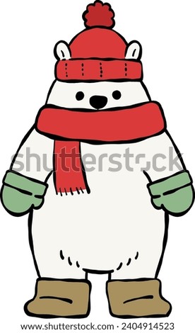 Clipart of a White Bear in Cozy Winter Attire
