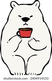 Clipart of a White Bear Drinking a Hot Drink
