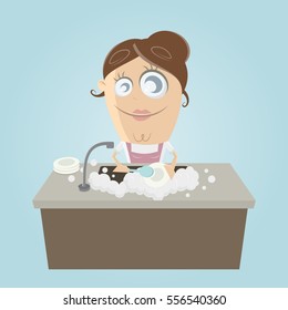 clipart of a woman washing the dishes