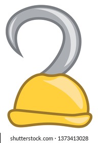 Clipart of a yellow-colored pirate's hook that helps him to fetch water vector color drawing or illustration 