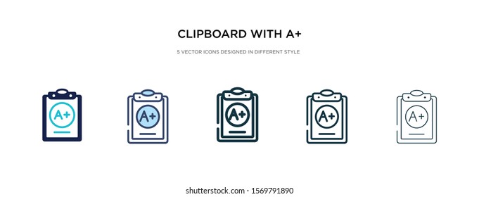clipboard with a+ icon in different style vector illustration. two colored and black clipboard with a+ vector icons designed in filled, outline, line and stroke style can be used for web, mobile, ui