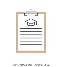 Clipboard with academic graduation cap icon for education clipboard education graduation academic document