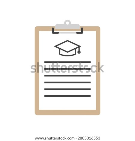Clipboard with academic graduation cap icon for education clipboard education graduation academic document