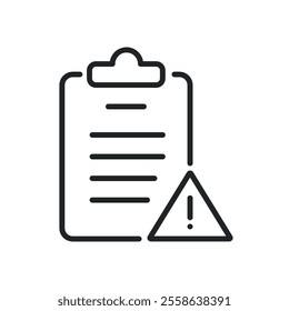 Clipboard, alert document thin line icons. Perfect pixel on transparent background