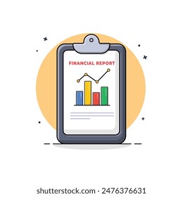 Clipboard with Annual Finance Report Vector Illustration. Financial Report Analysis Concept Design