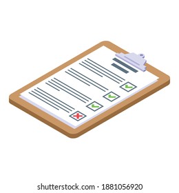 Clipboard assignment icon. Isometric of clipboard assignment vector icon for web design isolated on white background