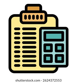 Clipboard with attached calculator symbolizes financial planning and accounting tasks