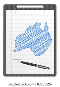 Clipboard with Australia drawing map. Vector illustration.