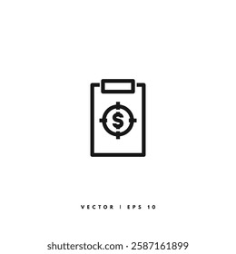Clipboard Bank Reserves Icon. Editable Stroke