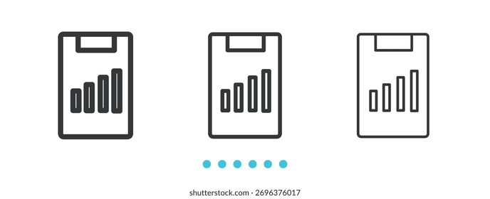 Portapapeles con icono de gráfico de barras. Vector de icono de línea delgada