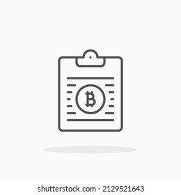 Clipboard bitcoin line icon. Editable stroke and pixel perfect. Can be used for digital product, presentation, print design and more.