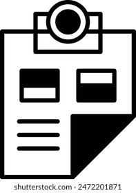 A clipboard with a black circle in the middle
