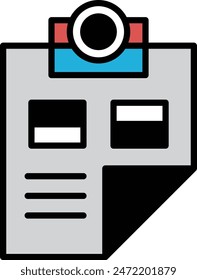 A clipboard with a black circle in the middle