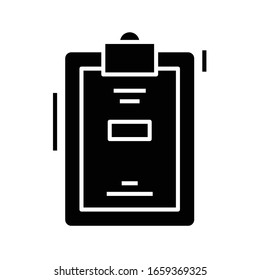 Clipboard black icon, concept illustration, vector flat symbol, glyph sign.