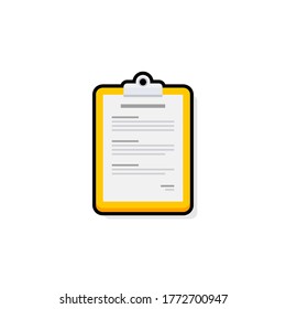 Clipboard - Black Stroke+Shadow icon vector isolated. Flat style vector illustration.