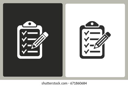 Clipboard - black and white icons. Vector illustration.