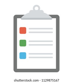 
A clipboard with blank agenda list flat vector icon 
