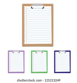 Clipboard with blank paper isolated on white background, vector illustration