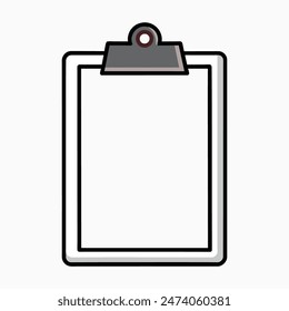 Clipboard with blank paper sheet on white background