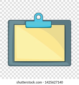Clipboard with blank sheet of paper icon. Cartoon illustration of vector icon for web