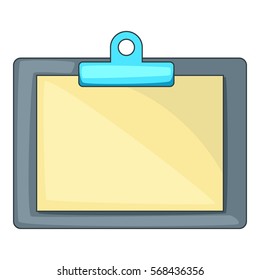 Clipboard with blank sheet of paper icon. Cartoon illustration of vector icon for web