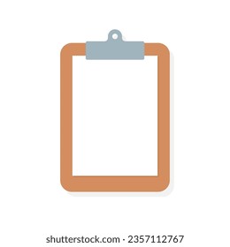 Clipboard with a blank sheet of paper. Vector template with copyspace. Isolated vector clipboard.
