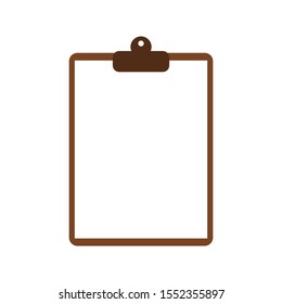 clipboard with blank white paper isolated on white background. vector illustration