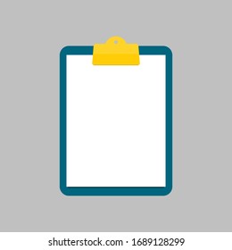 clipboard with blank white paper isolated on grey background. vector illustration