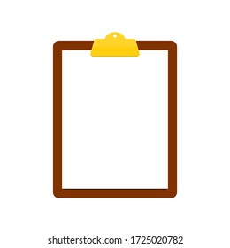 clipboard with blank white paper isolated on white background. vector illustration