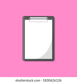 Clipboard With Blank White Paper Vector Icon Illustration. Flat Illustration Of Clipboard