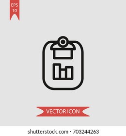 Clipboard with business graphs vector icon illustration symbol