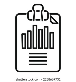 Vector de contorno del icono del gráfico del portapapeles. Página Finanzas. Informe de documento