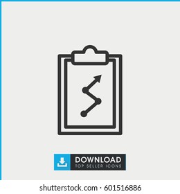 clipboard with chart icon. simple outline clipboard with chart vector icon. on white background.