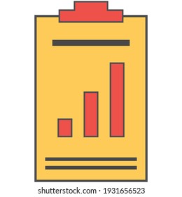 Clipboard with chart vector. Report paper with graph on board isolated on white background. Business and financial growth, data finance analysis and analytics research icon