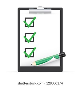 Clipboard with check boxes and pen vector EPS10