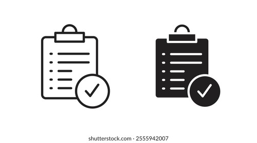 Clipboard check flat simple vector symbols illustration.