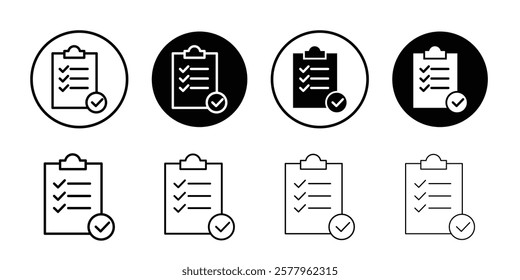 Clipboard check icon black and white vector sign