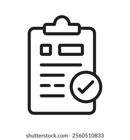 Clipboard check icon Flat art in black and white isolated