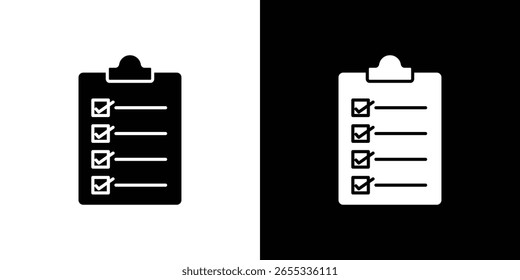 Clipboard check icon in flat version on black and white background