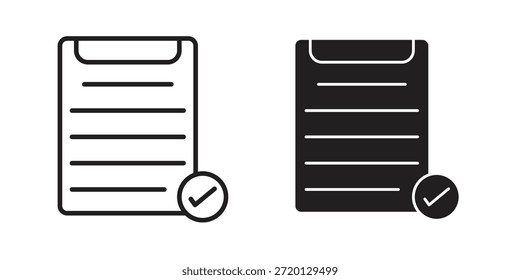 ilustração do ícone de verificação da área de transferência, vetor de linha fina, sinal de design da Web,