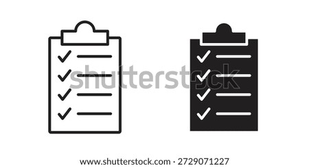 Clipboard check icon. Monochrome simple icons for templates, web design