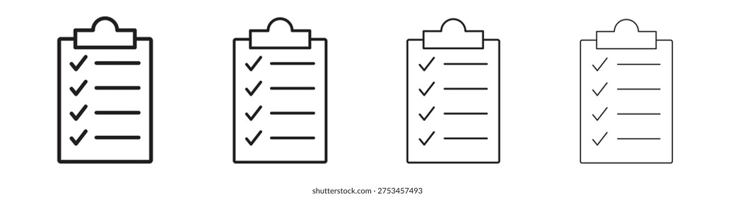Clipboard check icon outline vector. outline icons collection.