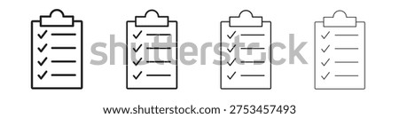 Clipboard check icon outline vector. outline icons collection.