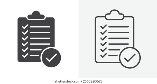 Clipboard check icon. outlined vector style.