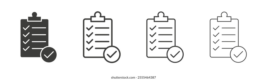 Clipboard check icon pack. vector illustration