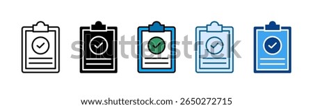 Clipboard Check Icon Set Multiple Style Collection