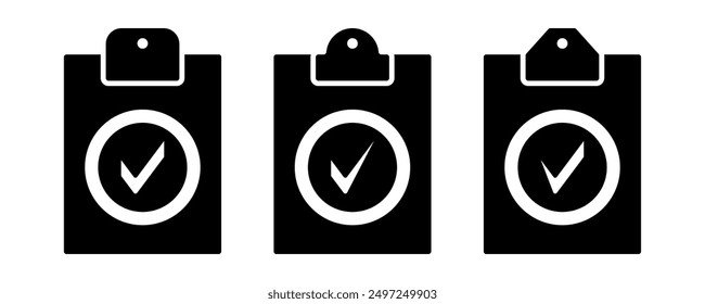 Portapapeles con el icono del control. conjunto de símbolos de la prueba del control. diseño simple aislado en el fondo blanco.